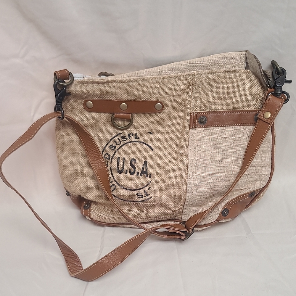 Myra Bag Upcycled Canvas & Leather Crossbody - Petrichor Market Bag